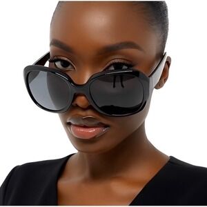 Dark Black Sunglasses Women's Fashion Luxury Designer Style Shades UV Protection